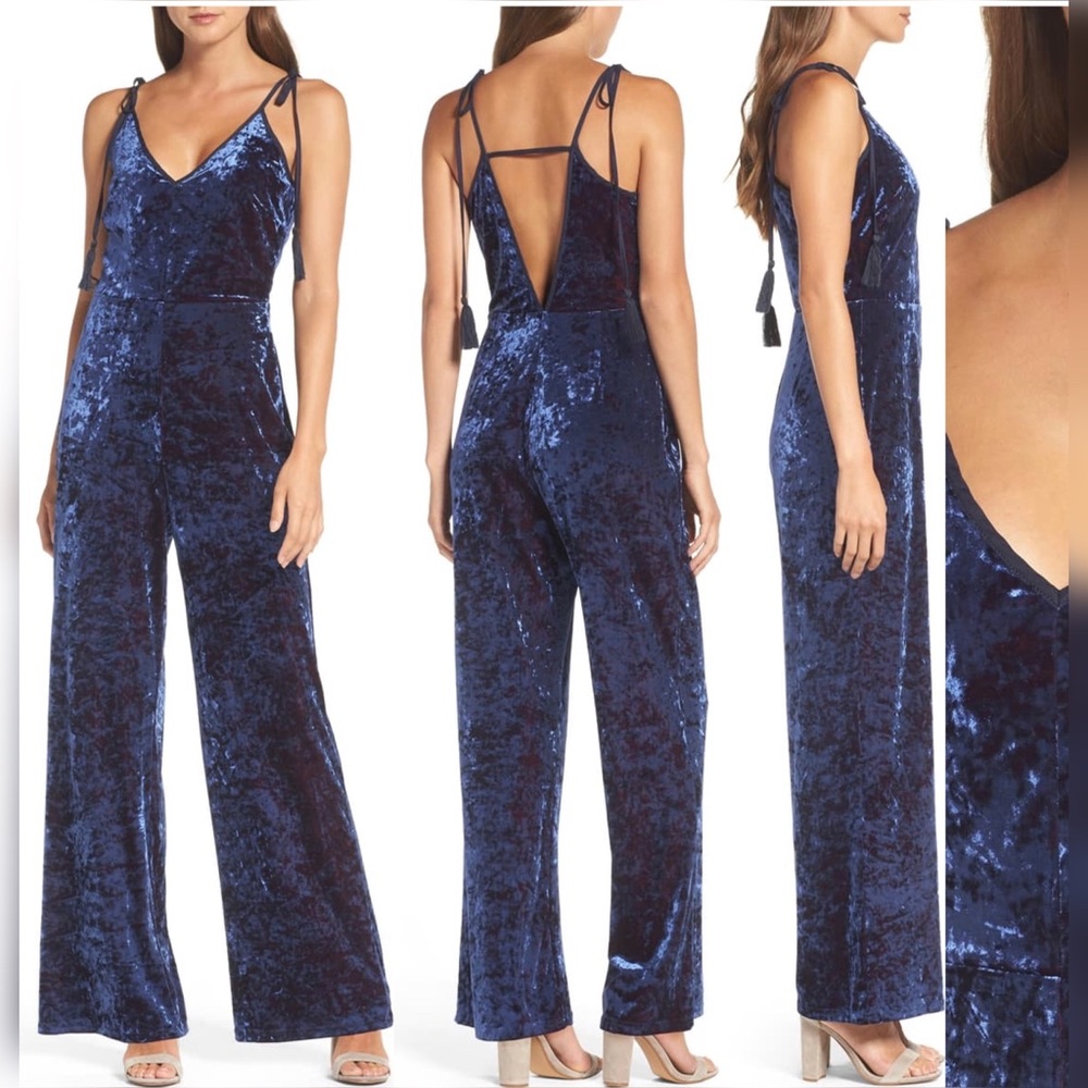 Adelyn Rae Regina Crushed Velvet Jumpsuit